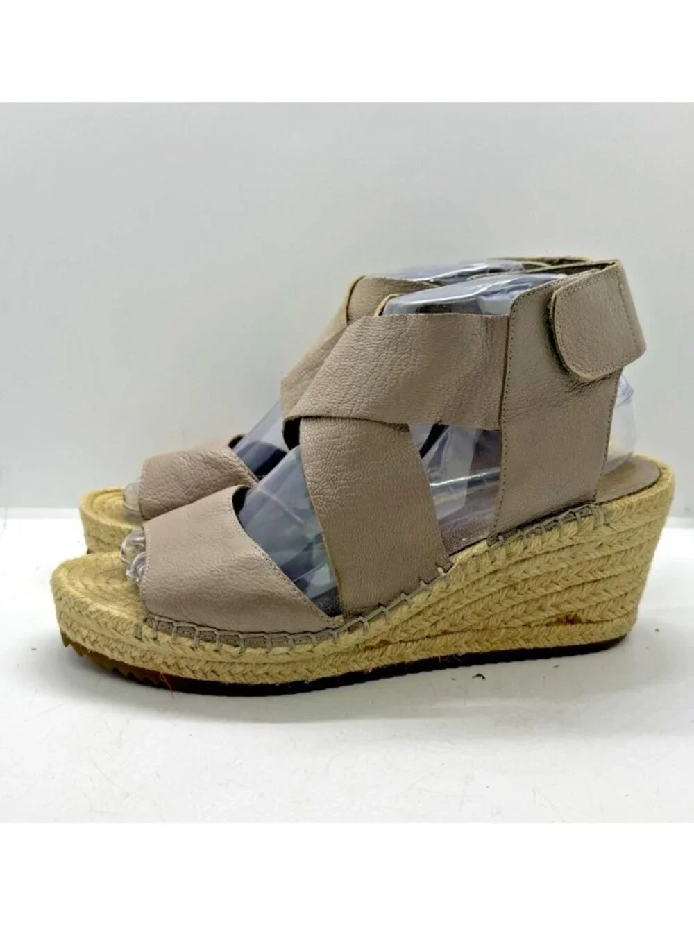 Eileen Fisher Willow Espadrille Platform Wedge Sandals Women 8.5 Tumbled Leather